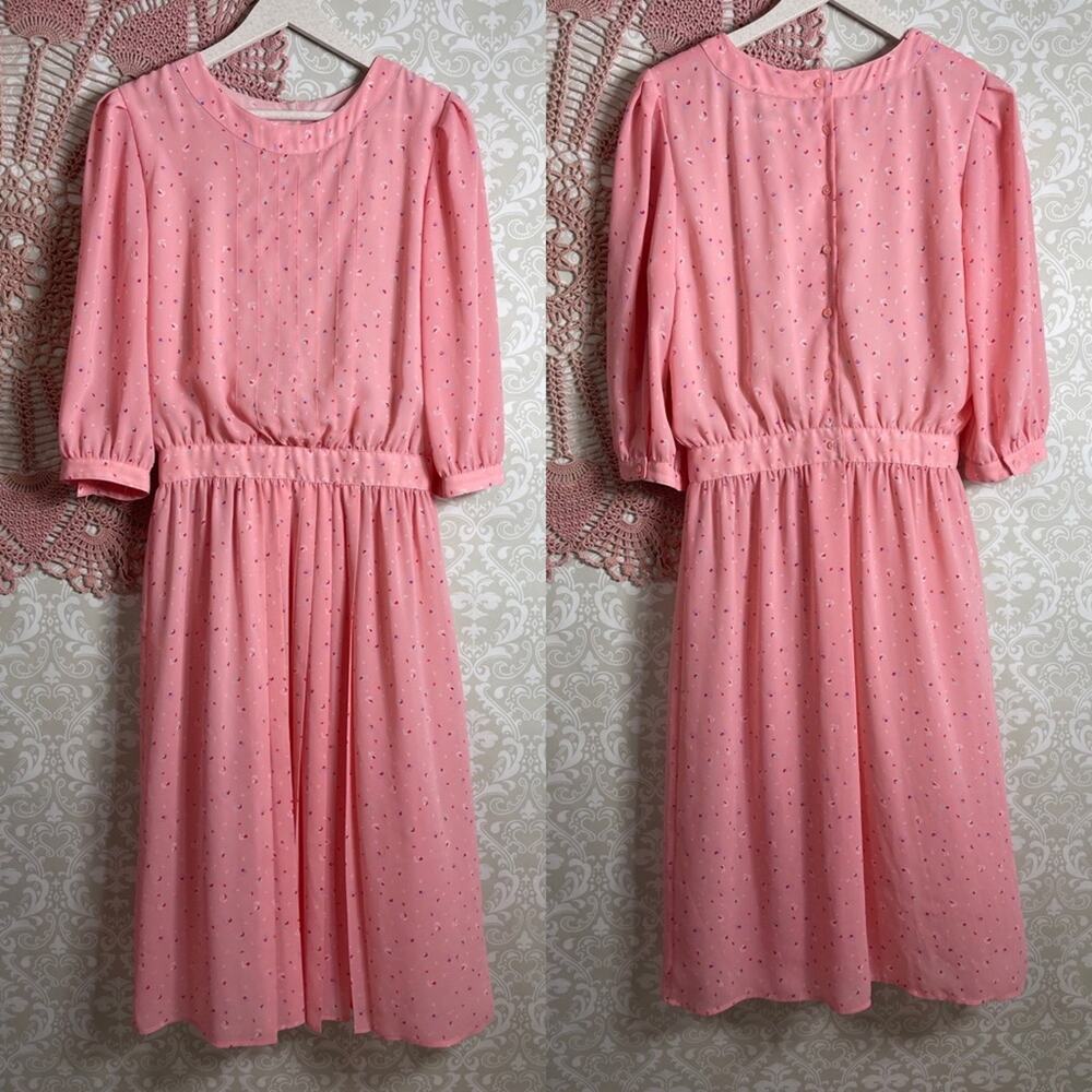 5/$30 Hallelujah Floral Pleated Half Sleeve Midi Dress Pink 11